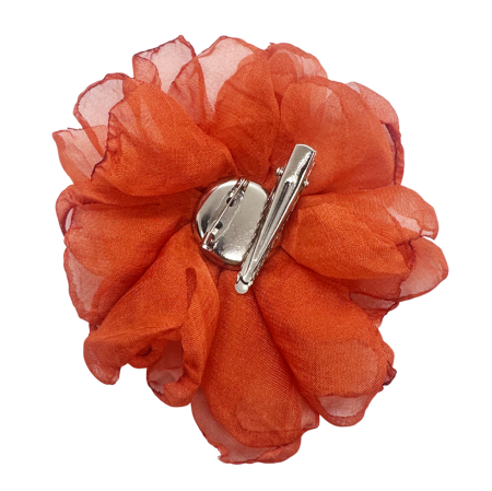 Brosa Floare portocalie din voal VINTAGE BLOOM, Cu clips pentru par [1]
