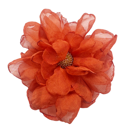 DE VARA - Brosa Floare portocalie din voal VINTAGE BLOOM, Cu clips pentru par