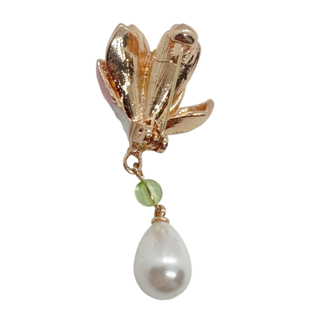 Brosa Floare roz REINA cu perla lacrima [2]