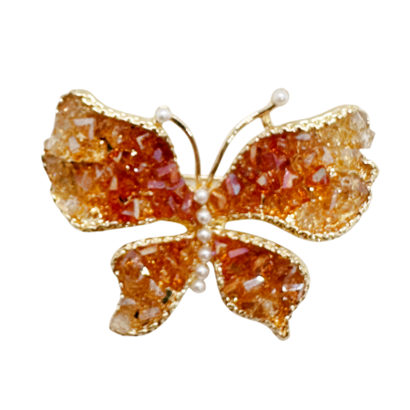 Brose & Lantisoare - Broșă elegantă fluture auriu cu efect cristalin