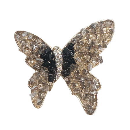 Brose & Lantisoare - Brosa Fluture asimetric JOLLIE auriu cu cristale
