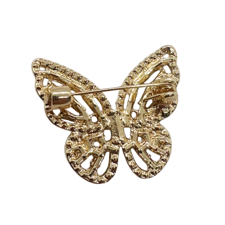 Broșă elegantă fluture auriu cu cristale transparente [1]