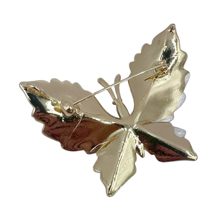 Brosa Fluture sampanie sidefat cu accente aurii [1]