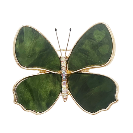Brose & Lantisoare - Brosa Fluture cu sidef verde PEARL