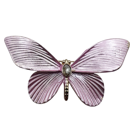 Brose - Broșă fluture roz cu finisaj metalic