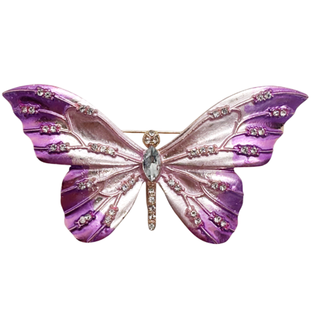 Brose & Lantisoare - Broșă elegantă fluture roz cu cristale