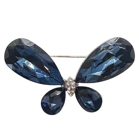 Brose & Lantisoare - Brosa Fluture argintiu SIENA cu cristale albastre