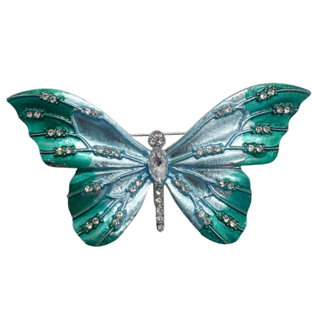 Broșă elegantă fluture turcoaz cu cristale [2]