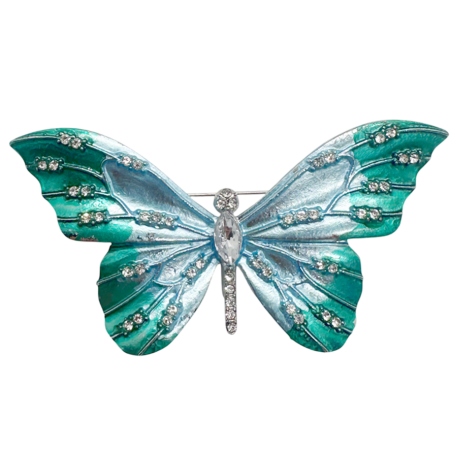 Brose & Lantisoare - Broșă elegantă fluture turcoaz cu cristale