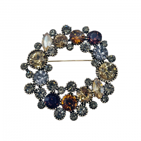 De Sezon - Brosa Coronita cu strasuri YVETTE, Auriu, 4.5cm
