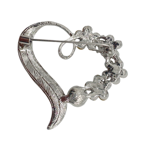 Broșă Inima argintie AMY cu perla și cristale [1]