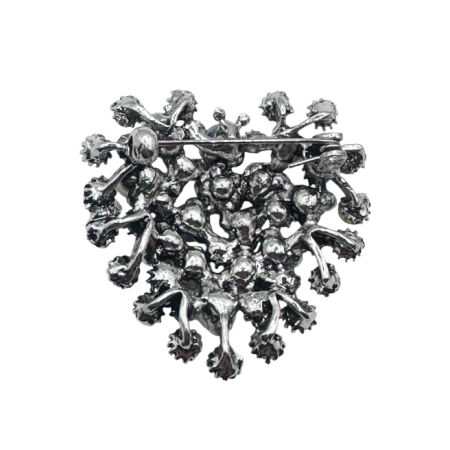 Brosa Inima argintie cu perlute si strasuri QUEEN [1]