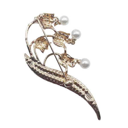 Brosa Lacramioare LILY aurie cu perlute si strasuri [1]