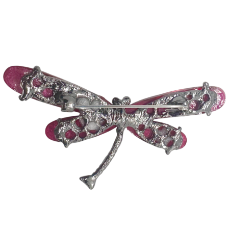 Broșă Libelulă argintie cu Aripi fucsia [1]