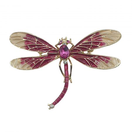 Brose & Pandantive - Brosa Libelula ZAZU, Rosu, 6cm