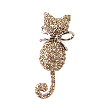 Brose & Lantisoare - Brosa Pisica aurie ABBY cu strasuri si fundita