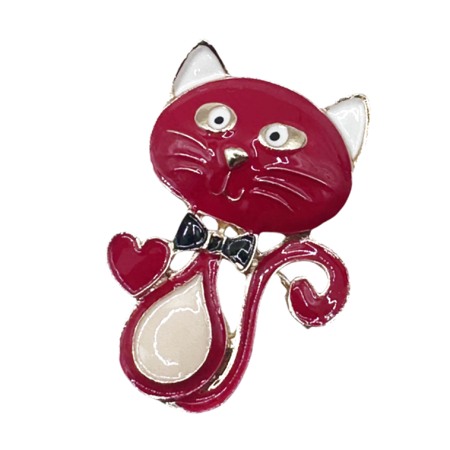 Brose - Brosa Pisica BERLIOZ rosie cu inimioara