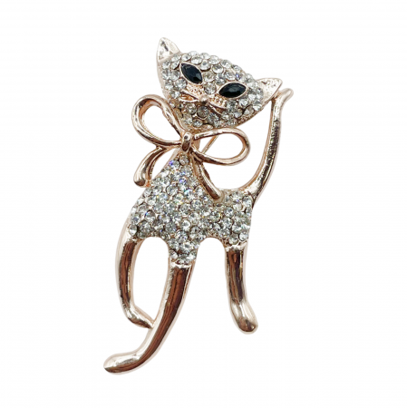 FASHION - Brosa pisica MILLY, Auriu, 6cm