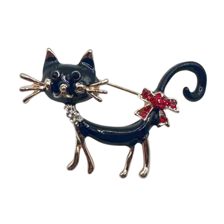 Brose & Pandantive - Brosa cu Pisica neagra MILTON - metal Auriu