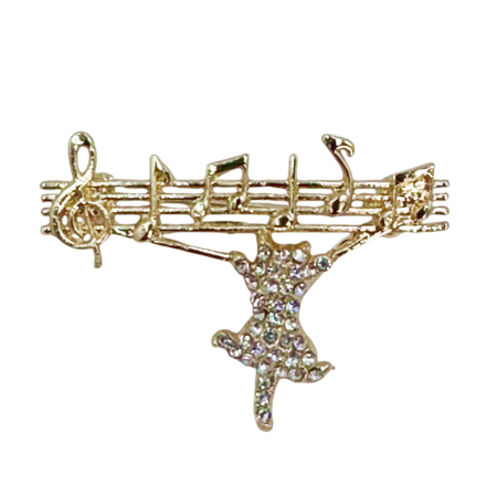 Brose & Pandantive - Brosa Pisica pe Portativ cu note muzicale MELODY