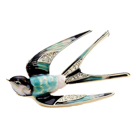 Brosa randunica aurie cu strasuri  [2]