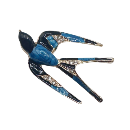 Brose & Pandantive - Brosa randunica aurie cu strasuri 