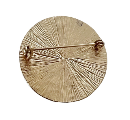 Brosa rotunda cu soare si luna - Albastru/ Auriu [2]