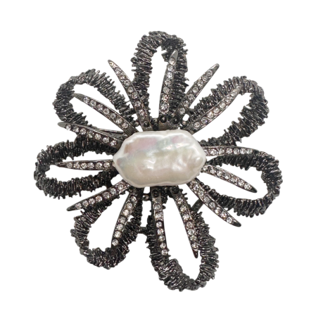 Brose & Lantisoare - Brosa statement Floare MARJORIE cu perla si strasuri