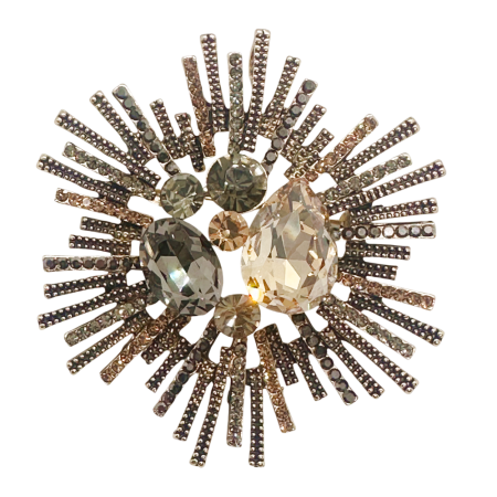 Brose & Lantisoare - Broșă Statement aurie SOLEIL cu Cristale