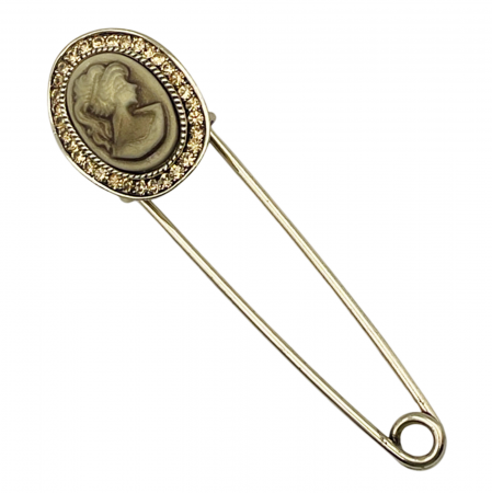 Brose & Pandantive - Brosa Camee LYNN, Auriu, 7.5cm