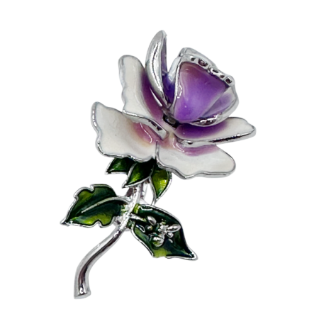 Brose & Pandantive - Brosa Trandafir Mov Emailat - Accesoriu Elegant si Romantic