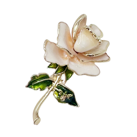 Brose & Pandantive - Brosa Trandafir Crem Emailat - Accesoriu Elegant si Romantic