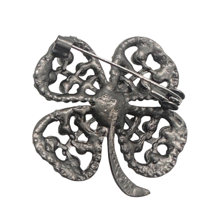 Brosa Argintie Trifoi IMPERIAL cu perle si cristale [1]