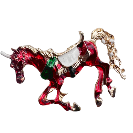 Brose & Pandantive - Brosa Unicorn ROYAL, Rosu Auriu, 5 cm