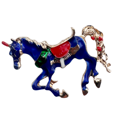 Brose & Pandantive - Brosa Unicorn albastru/ auriu ROYAL, 5 cm