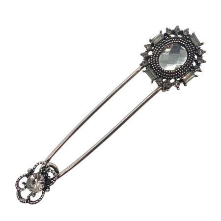 Brose & Lantisoare - Brosa Ac de siguranta argintiu TELMA cu cristale