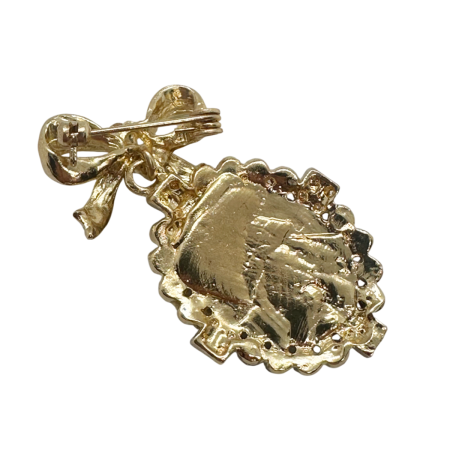 Broșă Camee Vintage cu Fundiță Aurie și Cristale [1]