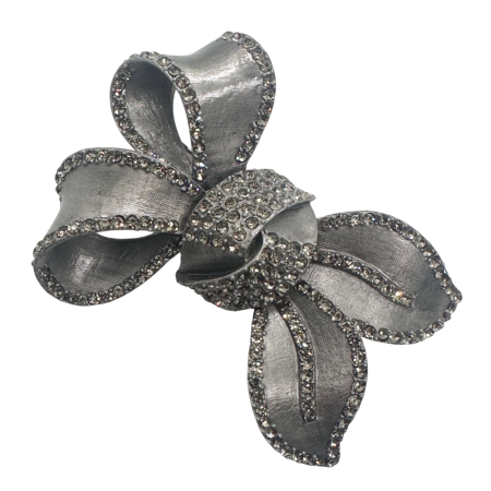 Broșă vintage funda patinată argintie cu marcasite [2]