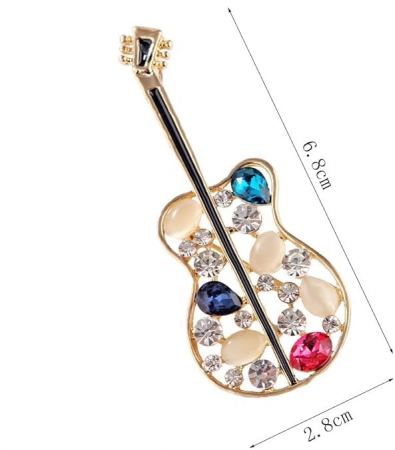 Broșă chitara cu cristale verzi – accesoriu elegant cu tematică muzicală [1]