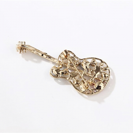 Broșă chitara cu cristale verzi – accesoriu elegant cu tematică muzicală [2]