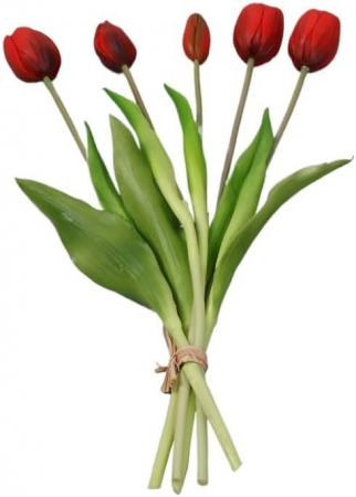 Flori Artificiale - Buchet Lalele artificiale BEAUTY, Rosu inchis