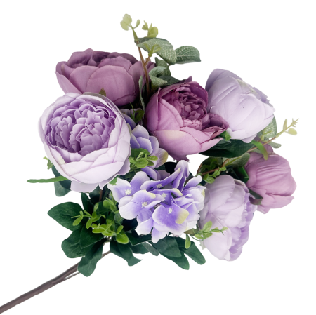 Buchet artificial de bujori și hortensie DREAM - Mov lila [1]