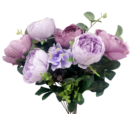 Buchet artificial de bujori și hortensie DREAM - Mov lila [2]