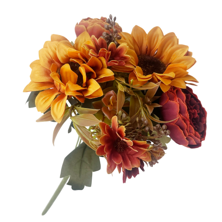 De Sezon - Buchet decorativ AMBER BLOOM - Cu flori galbene si ruginii