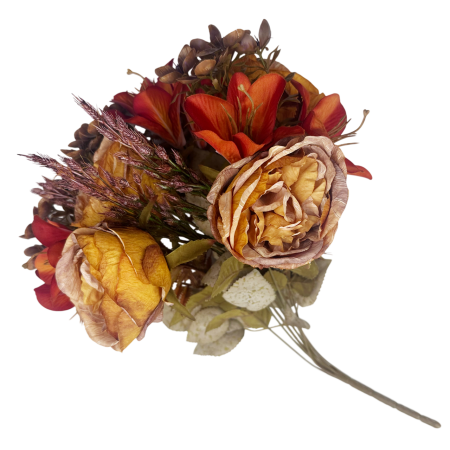 Buchet Flori artificiale AMBER Portocaliu cu bujori si crini [5]