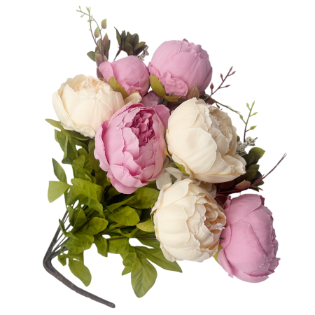Buchet Flori artificiale Berenice - Bujori Roz/ Alb [0]