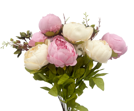 Buchet Flori artificiale Berenice - Bujori Roz/ Alb [1]