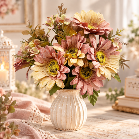 Buchet Flori artificiale DAHLIA - lux vintage - roz crem [1]