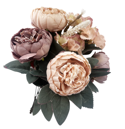 Buchet Flori artificiale ELOISE - Bujori roz prafuit [1]