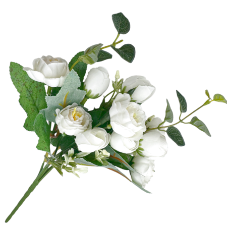 Flori Artificiale - Buchet flori artificiale albe - Bujori eleganti